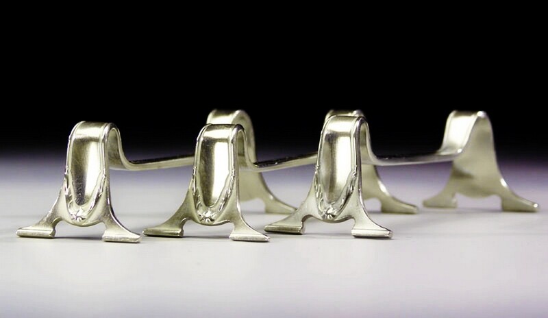 Art Nouveau Jugendstil 1910 Miele French 12 Silver Knife Rests Boxed