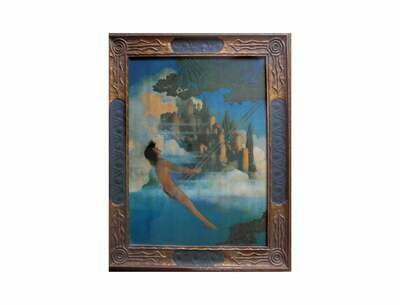 Maxfield Parrish Dinky Bird Collotype Art Deco Frame Fantasy Art