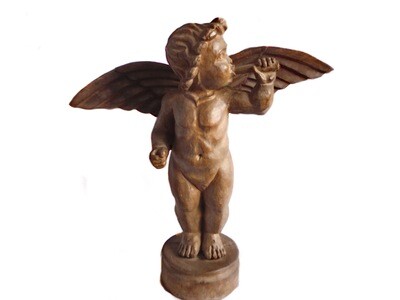 Vintage Hand Carved Gabriels Horn Angel Statue