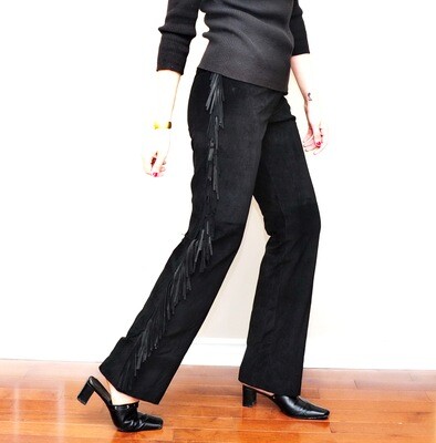 Sexy Southwest Black Suede Fringed Pants Rock Star US 10