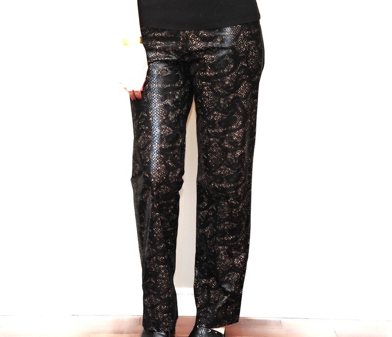 Danier Snake Skin Dark Brown Leather Womens Pants