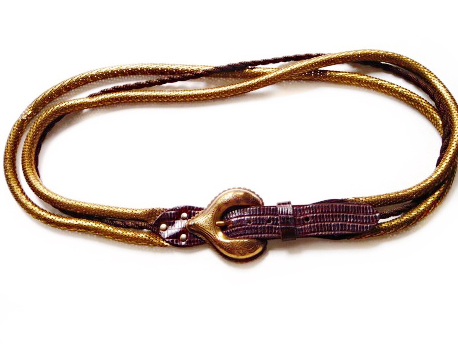 Vintage French Brass Snake Scale Belt Boho High Fashion Accessory