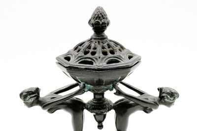Art Deco Ronson Two Naked Women Incense Burner Trinket Tray