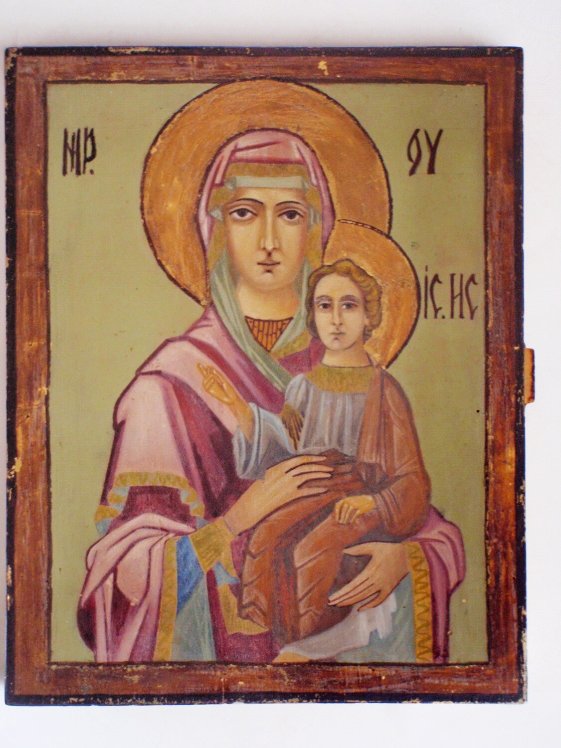 Catholic Madonna Child Religious Hand Painted Wall Icon