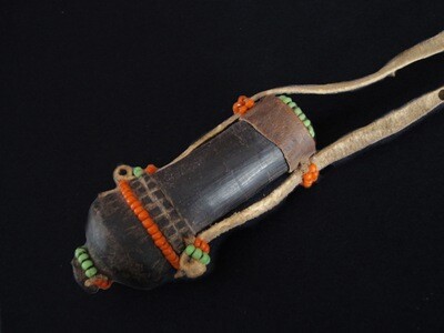 Vintage Maasi Horn Snuff Stash Bottle Necklace with Beads