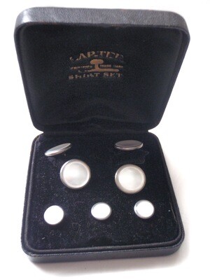 Mid Century Boxed Tuxedo Set Cuff Links and Shirt Studs