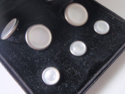 Mid Century Boxed Tuxedo Set Cufflinks and Shirt Studs