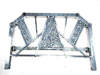 Art Deco Chrome Bed Frame - Bird Flower Relief 