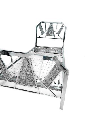Art Deco French 1930s Chrome Bed Heron Flower Accents