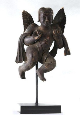 Antique 1880s Hand Carved Angel Statue Christian Statuary