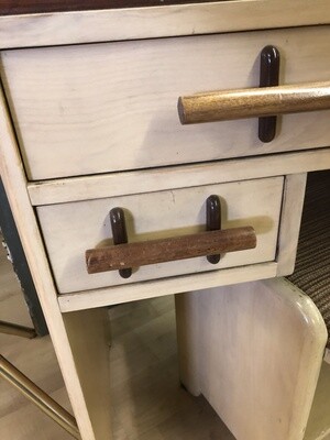 Ladies boudoir vanity with mirror and bench 
