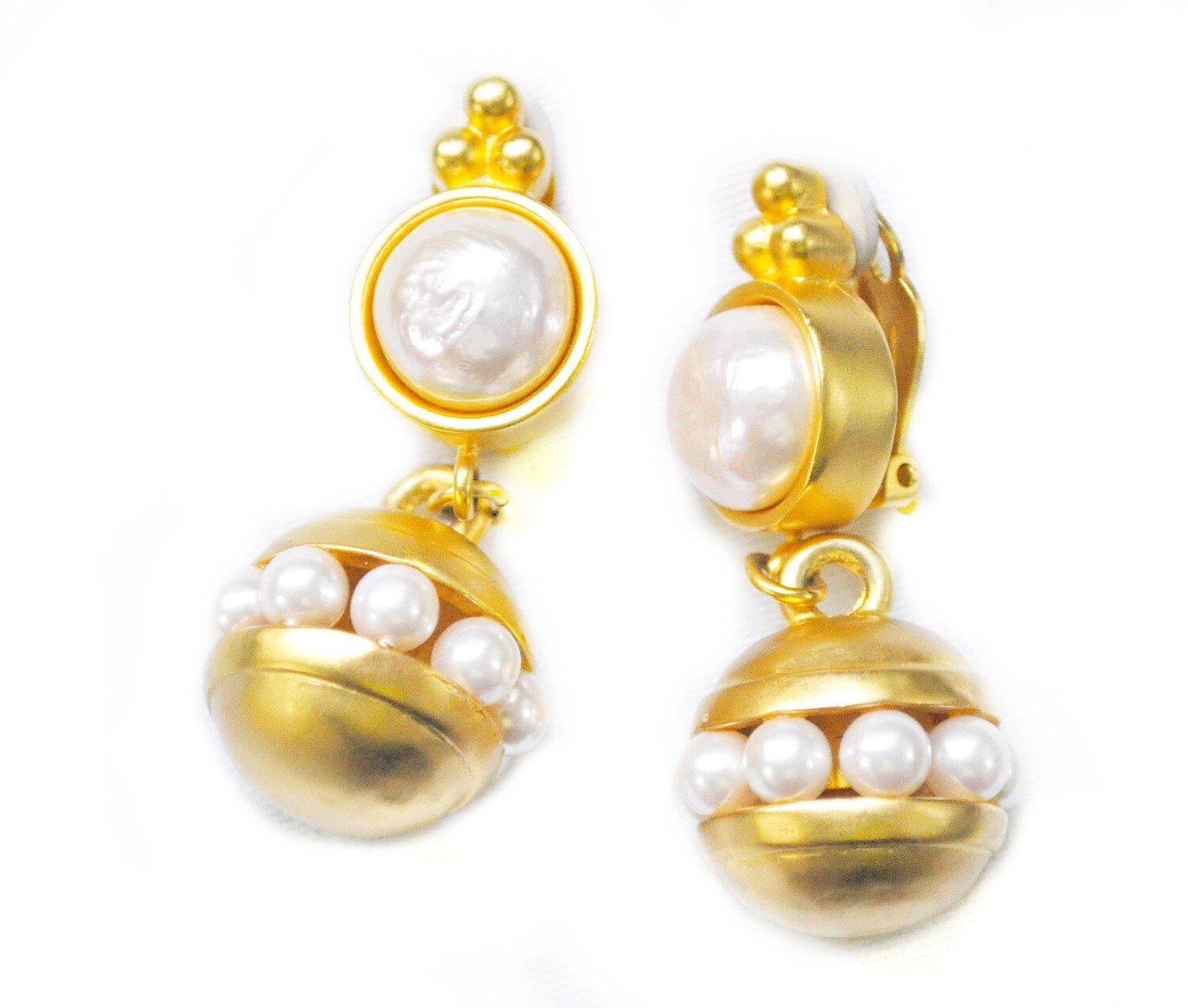 Vintage Karl Lagerfeld Baroque Pearl Gold Plated Earrings