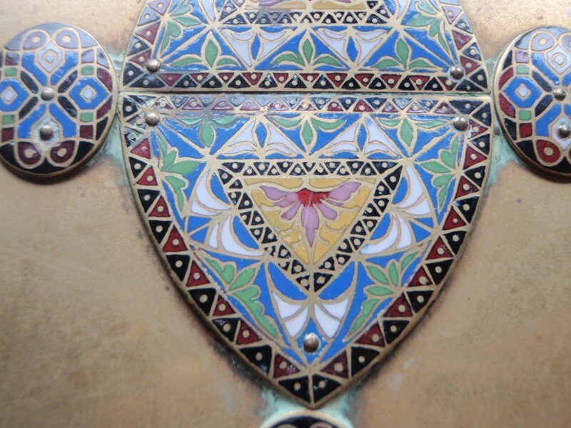 Art Nouveau Bronze Enamel Book Cover 