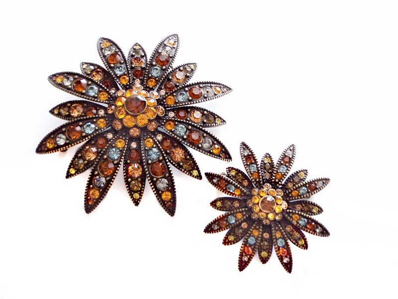 John Rivers Set of 2 Swarovsky Crystal Brooches