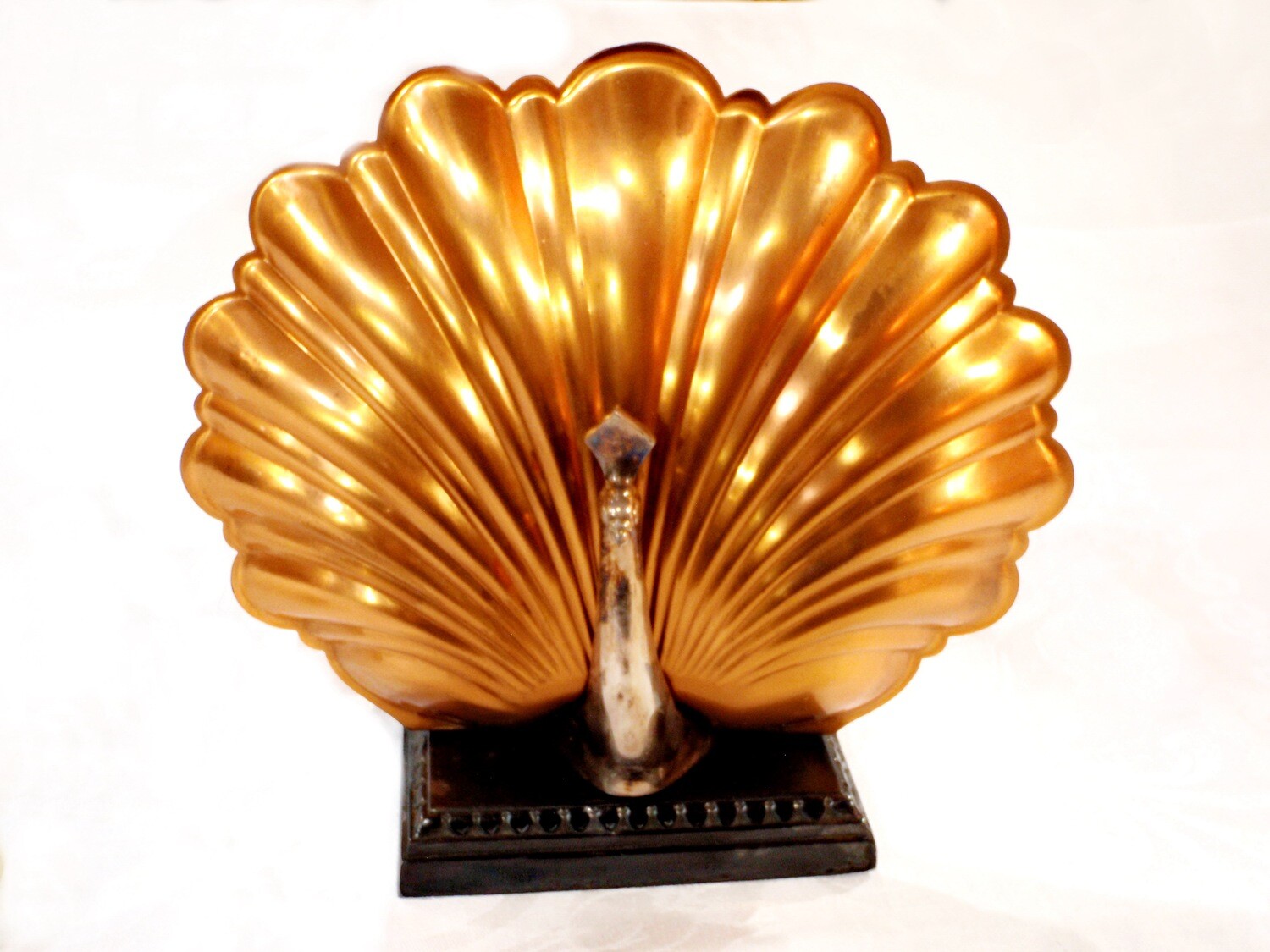 1930s Art Deco Copper Peacock Table Lamp