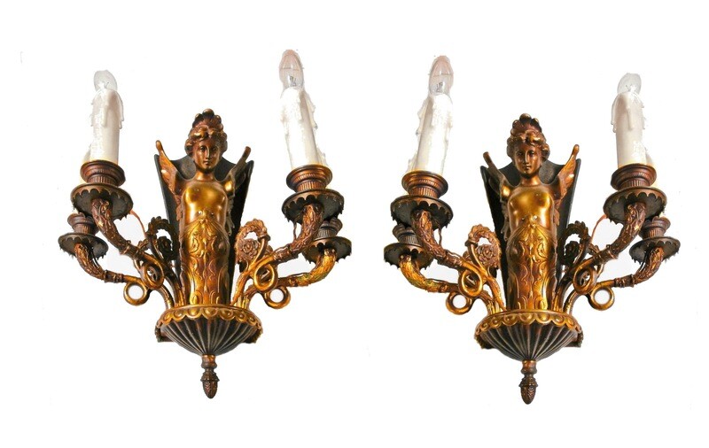 2 Siren 1800's Wall Sconces 
