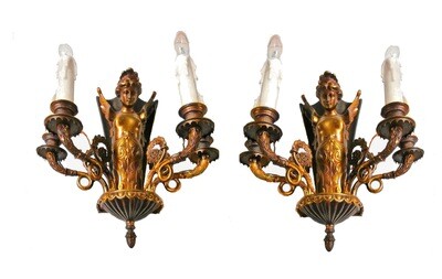 2 Siren 1800's Wall Sconces 