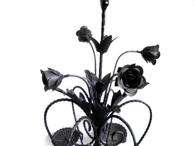 Vintage Wrought Iron 6 Candle Holder Chandelier 