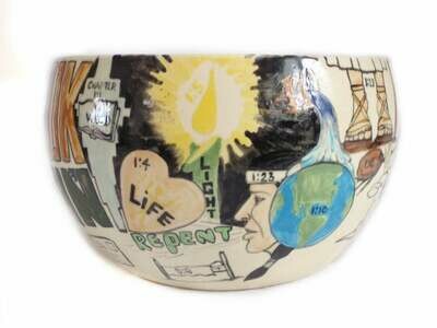 Mid Century Pottery with Biblical Verse 