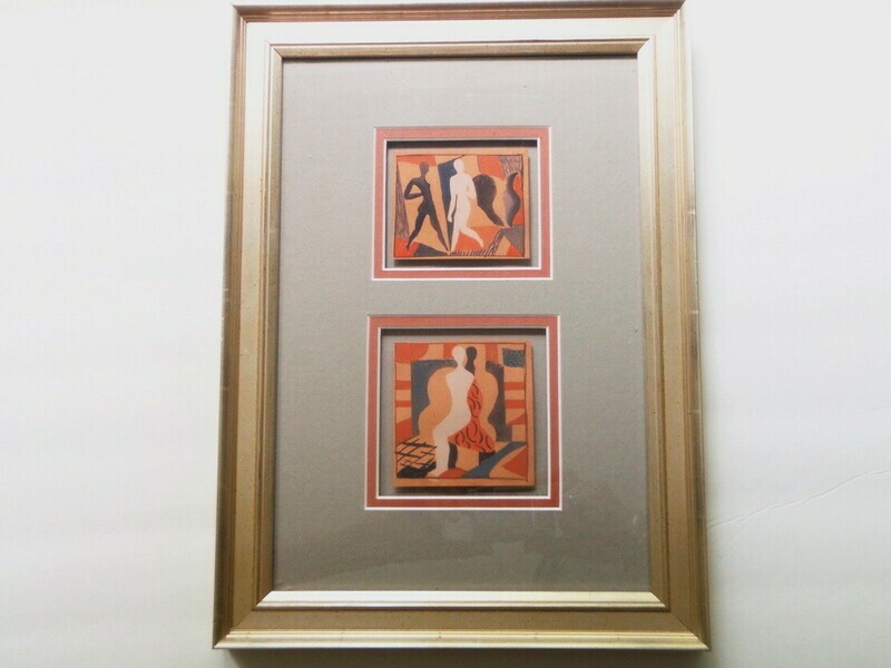 Edward Buk Ulreich Double Panel Original Framed Watercolor