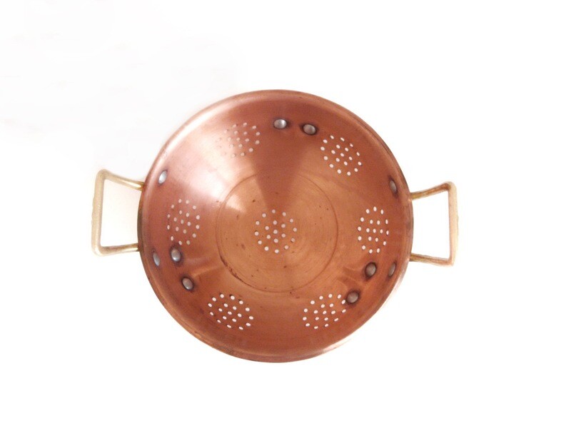 Vintage Copper Brass Colander 
