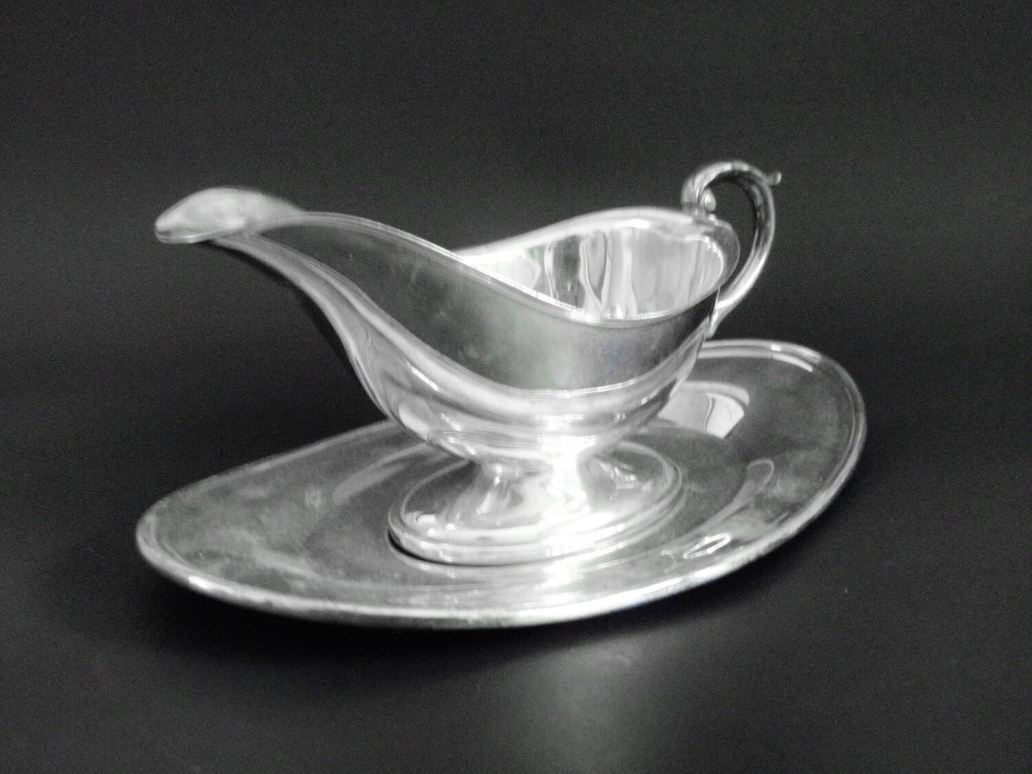 Vintage Eaton Haddon Hall Silver Gravy Boat and Underplate