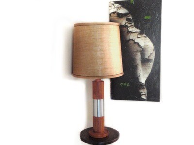 Danish Modern Teak Steel Table Lamp 