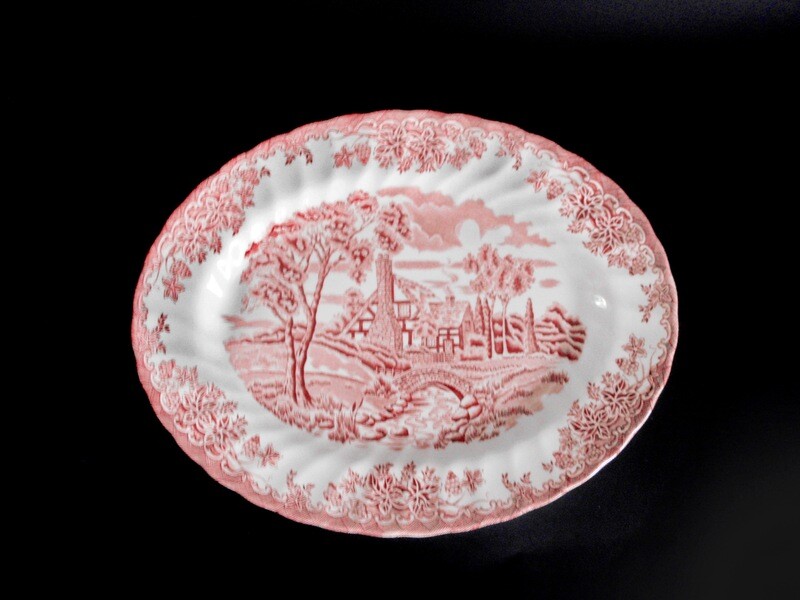 2 pc Churchil The Brook Red Platter Serving Bowl