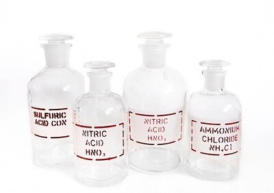4 Pyrex Antique Apothecary Pharmaceutical Glass Bottles with Boxes