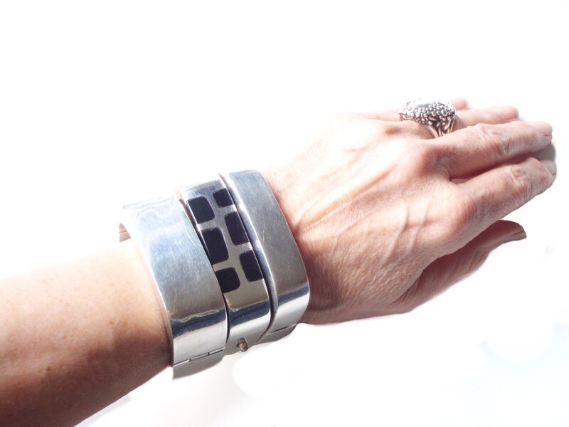 Great stack-able Mexican silver bracelets
