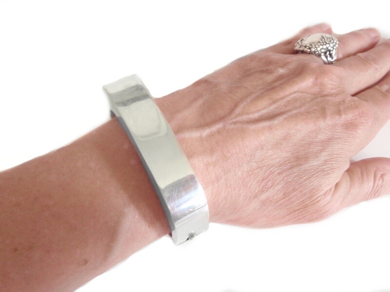 Vintage Taxco Mexican Silver Square Hinged Bracelet