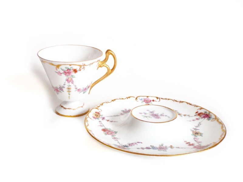 2 Antique Hand Painted Teacups and Saucers 