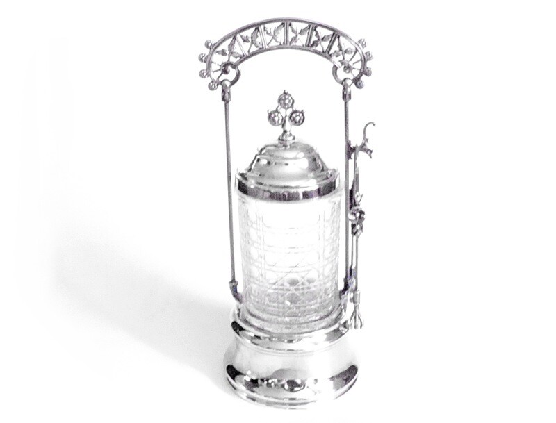 Art Nouveau Pickle Condiment Castor with Tongs