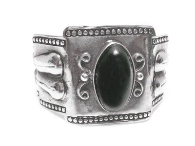 Vintage Taxco 980 Silver and Onyx Cuff Bracelet