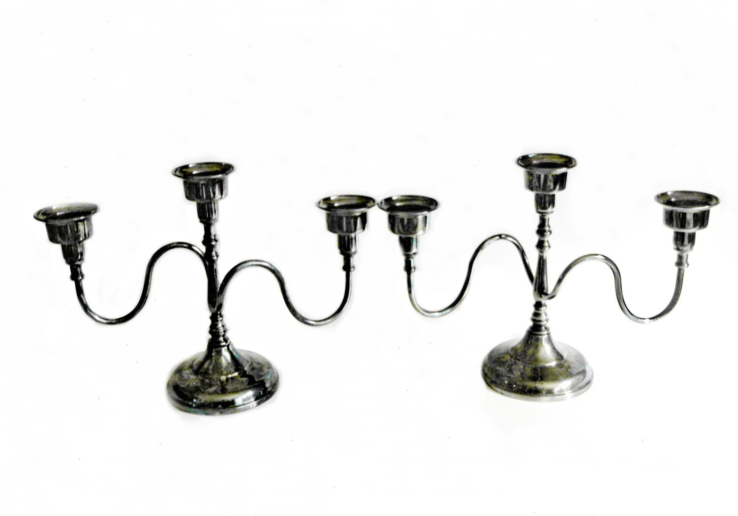 Pair Rogers Silver 3 Arm Candle Holders