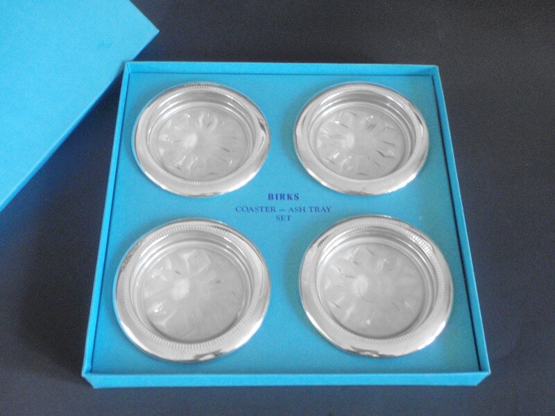 Vintage Birks Set of 4 Silver Coasters or Ashtrays