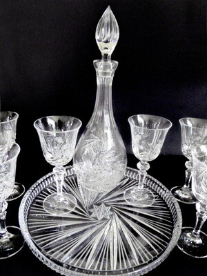 12pc Crystal Pinwheel Barware Set