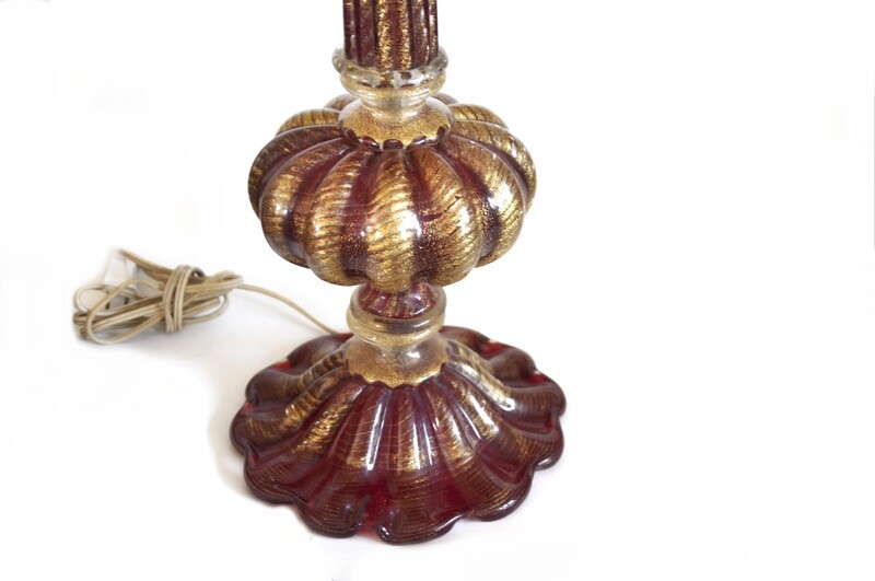 Very Rare Barovier Toso Red Table Lamps 