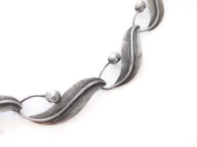 Taxco Silver Gift for Her Sterling Leaf Links Parure