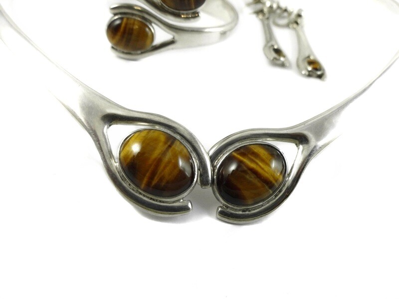 Rare Taxco Tiger Eye Parure 