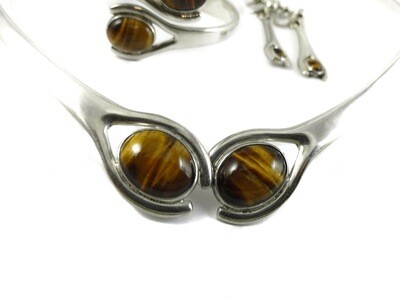 Rare Taxco Tiger Eye Parure 