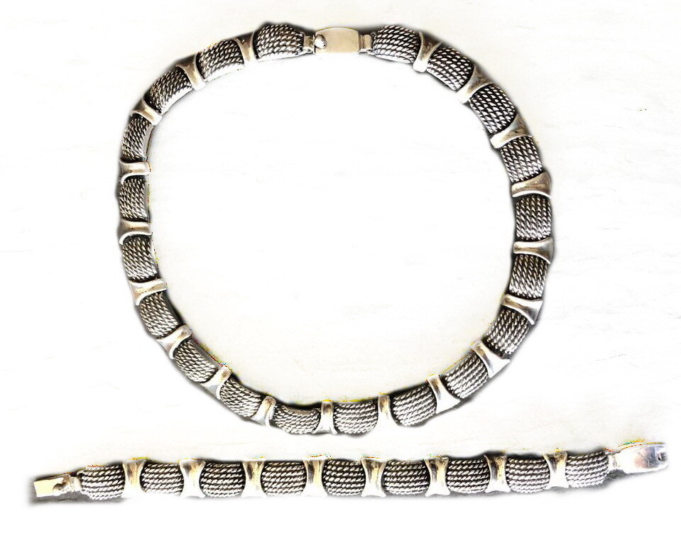 Molina Taxco Trompe L'oeil Silver Necklace Bracelet Set