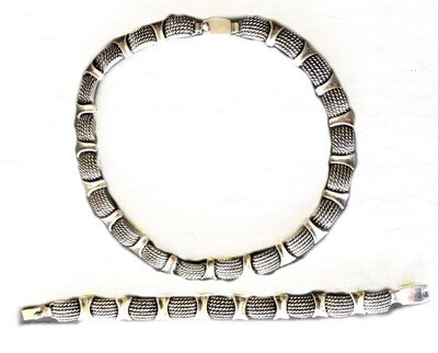 Molina Taxco Trompe L&#39;oeil Silver Necklace Bracelet Set