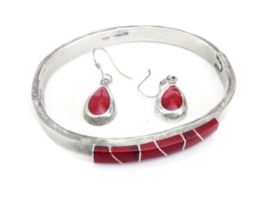 3pc Red Jasper and Silver Taxco 