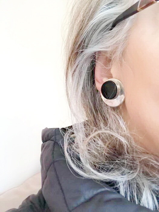 Anne Harvey Taxco Sterling Onyx Clip On Earrings