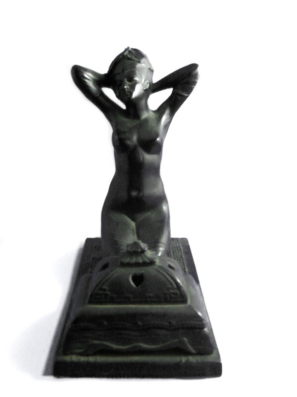 1920s Ronson Nude Flapper Incense Burner Orig Lid