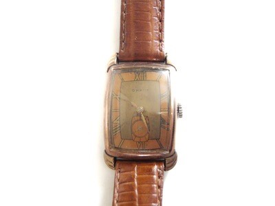 Art Deco Copper Brass Two Tone Tank Style Watch
