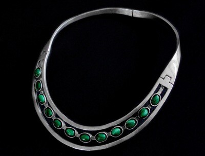 Taxco Malachite Hinged Cuff Necklace