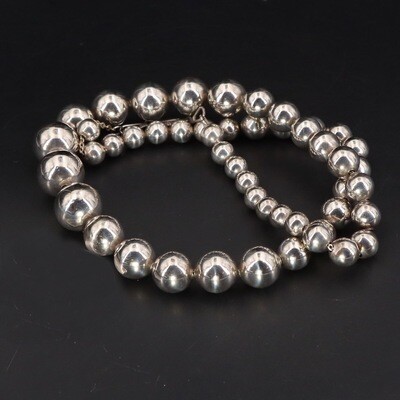 16.5 Inch Sterling Silver Bench Bead Necklace