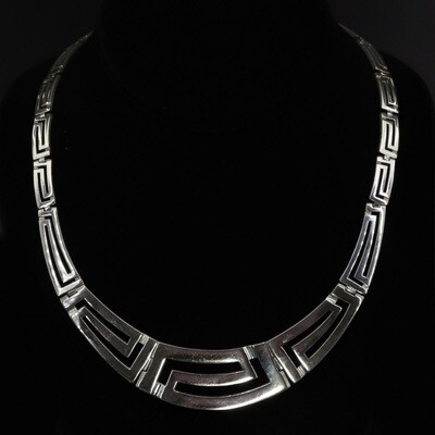 Vintage Open Greek Key Sterling Hinged Necklace